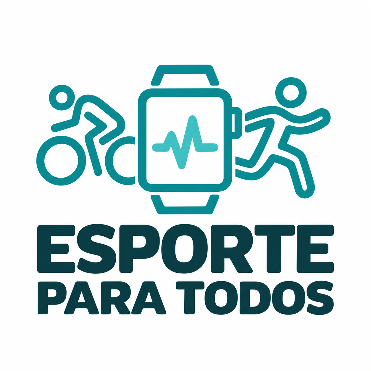 Esporte Para Todos — ciclista, relógio esportivo e corredor